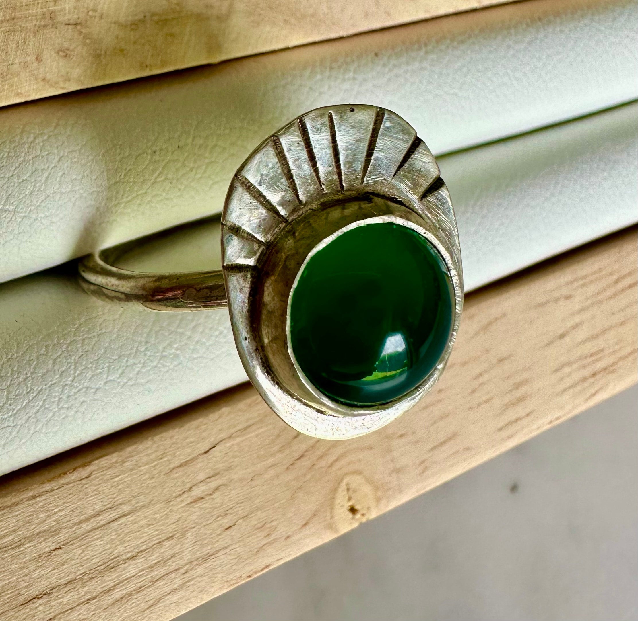 Green onyx sale ring