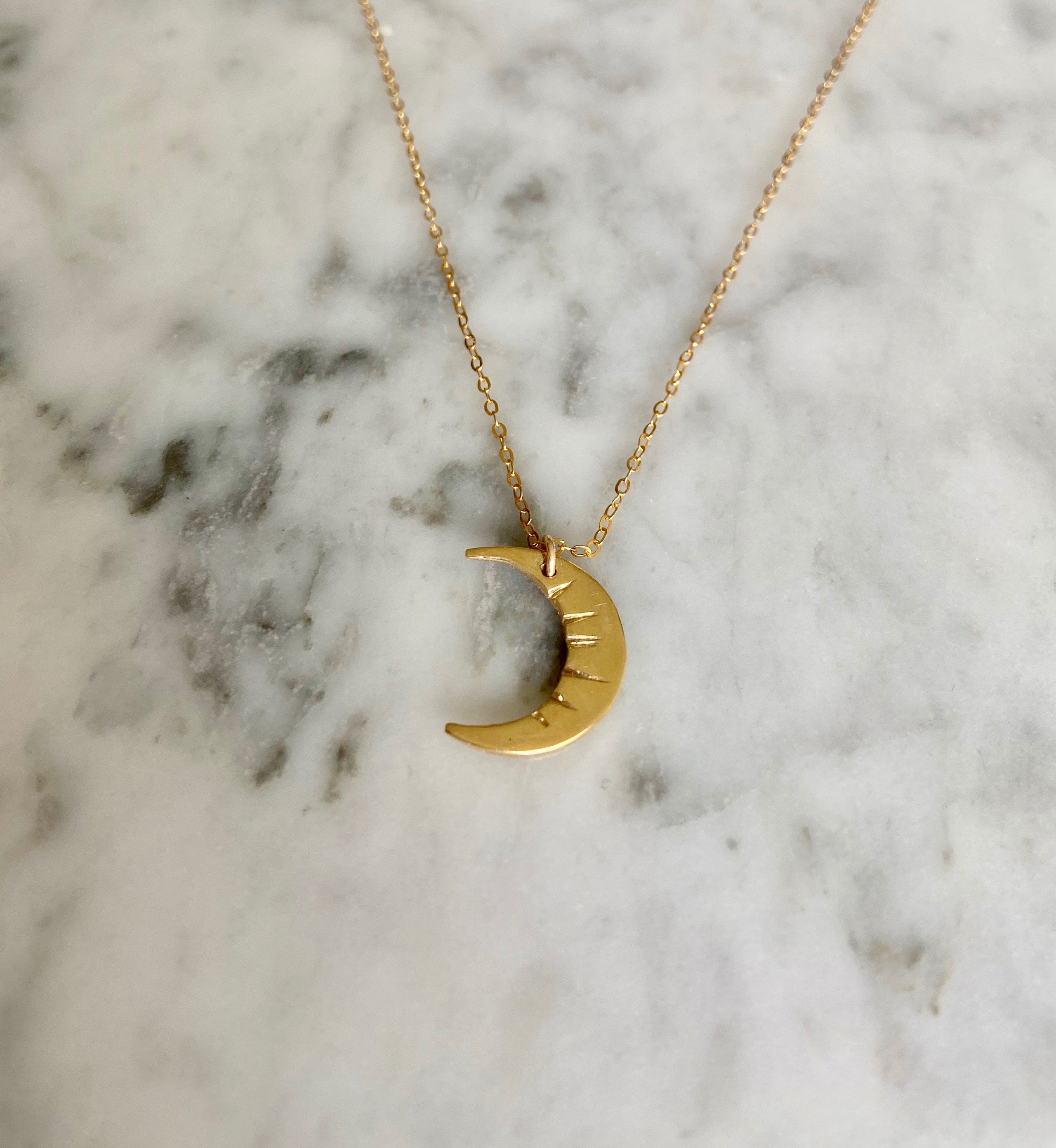Gold moon pendant hot sale necklace